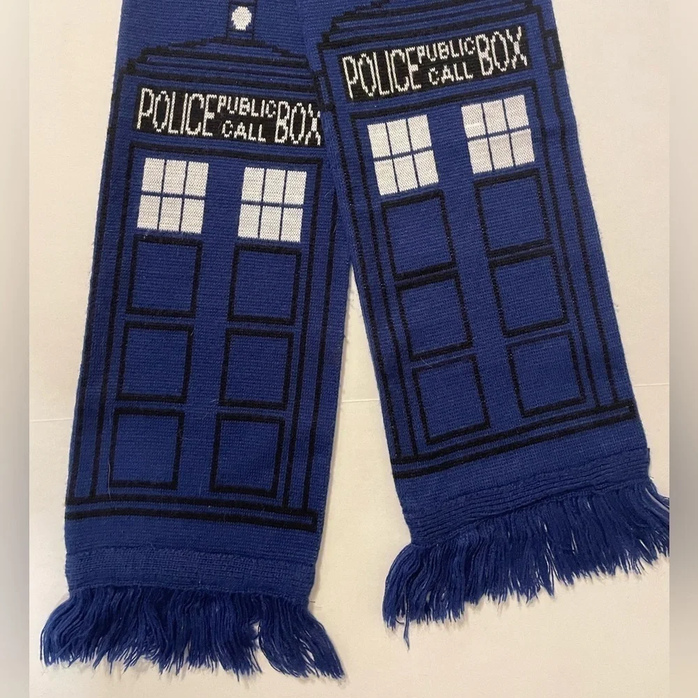 Doctor Who Blue TARDIS Police Box Winter Scarf